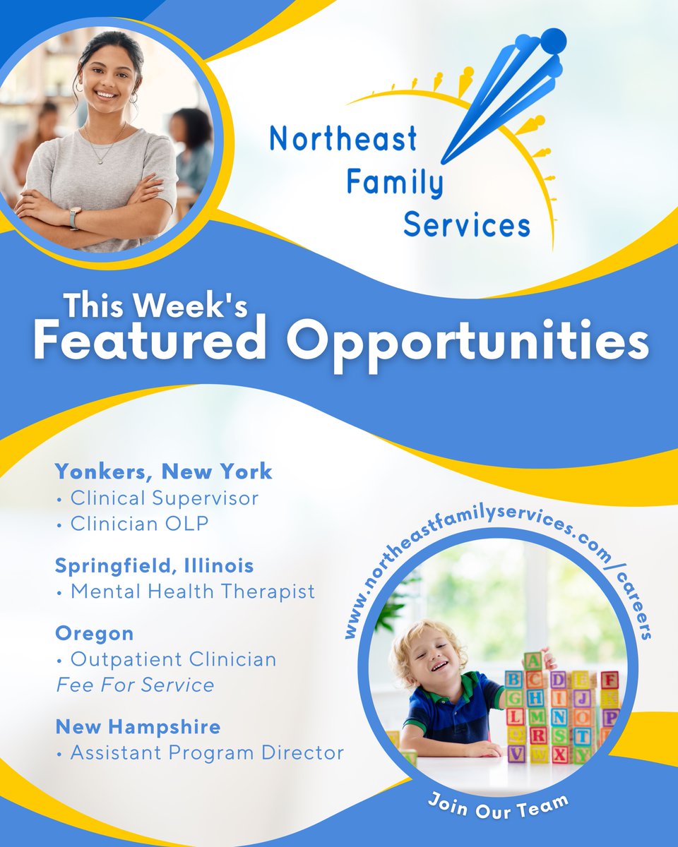 We’re #hiring in #NewYork, #Illinois, #Oregon, and #NewHampshire.
#Apply: northeastfamilyservices.com/careers
#NortheastFamilyServices #NFSWhereQualityMatters #ApplyToday #JoinOurTeam #FeaturedOpportunities #NYJobs #ILJobs #ORJobs #NHJobs #HiringOR #HiringNY #HiringIL #HiringNH #HiringNow