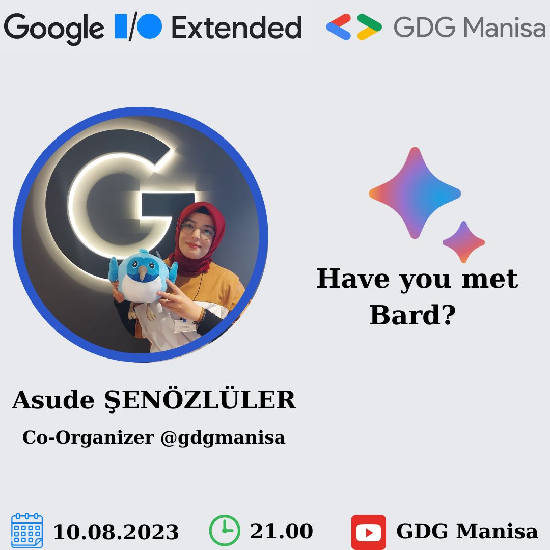 10 Ağustos Perşembe günü 20.00'da YouTube kanalımızdan gerçekleştireceğimiz Google I/O Extended etkinliğimizin son konuşmacısı ekip arkadaşımız Asude Şenözlüler "Have you met Bard? " sunumu ile bizlerle beraber olacak 🤩🥳
Kayıt Linki 👉 docs.google.com/forms/d/e/1FAI…