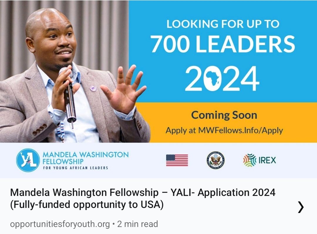 🌍 Calling young #African leaders! 🚀 #YALI2024 applications open Aug 15! Choose #Business,Civic Engagement& Public Management track. Check eligibility & timeline: bit.ly/43XkXj3 

#YouthLeadership #Africa  #civicengagement #publicmanagement #africanyouth #Entrepreneur
