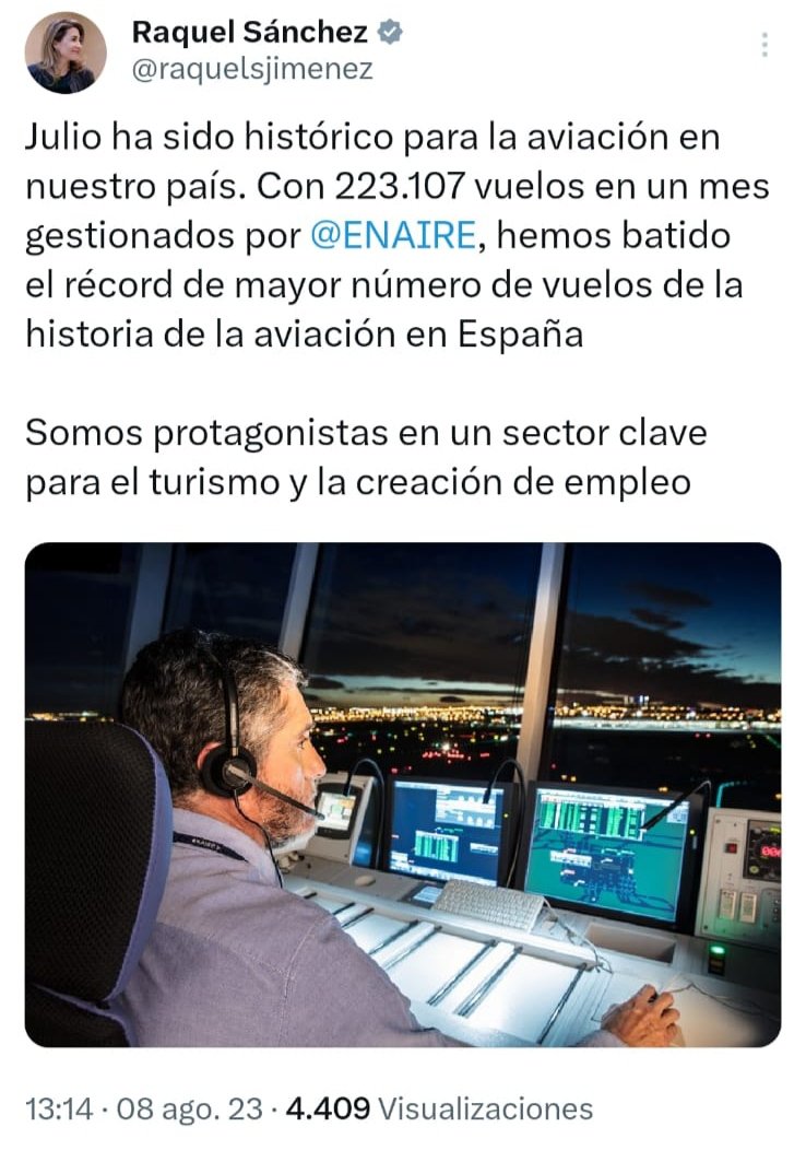 JaumeGrauLopez's tweet photo. Más peligrosa que un mono 🐒con lanzallamas 🔥‼️
La Ministra de transportes, orgullosa del récord de vuelos de julio en España.
En plena ola de #clor #incendios #sequía y migraciones climáticas, @raquelsjimenez es feliz de que contaminemos más que nunca.
IRRESPONSABLE!
😡 https://t.co/9DurlTCDFb