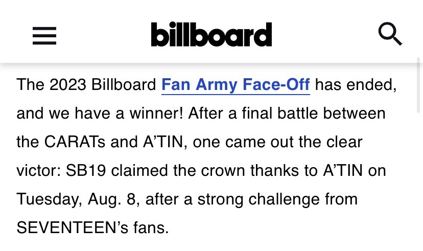 PpopRoyalty's tweet photo. BB Fan Army Face-off winners:

2014 BIGBANG’s VIPs 🇰🇷
2015, 2016, 2017 T-Ara’s Queen’s 🇰🇷
2018, 2020 Super Junior’s E.L.F 🇰🇷
2022 Stray Kids’ STAY 🇰🇷
2023 SB19’s A’TIN 🇵🇭

A'TIN ANG TAGUMPAY
@SB19Official #SB19
#SB19WinsBBFanArmy2023 https://t.co/ID3zbpE9eG