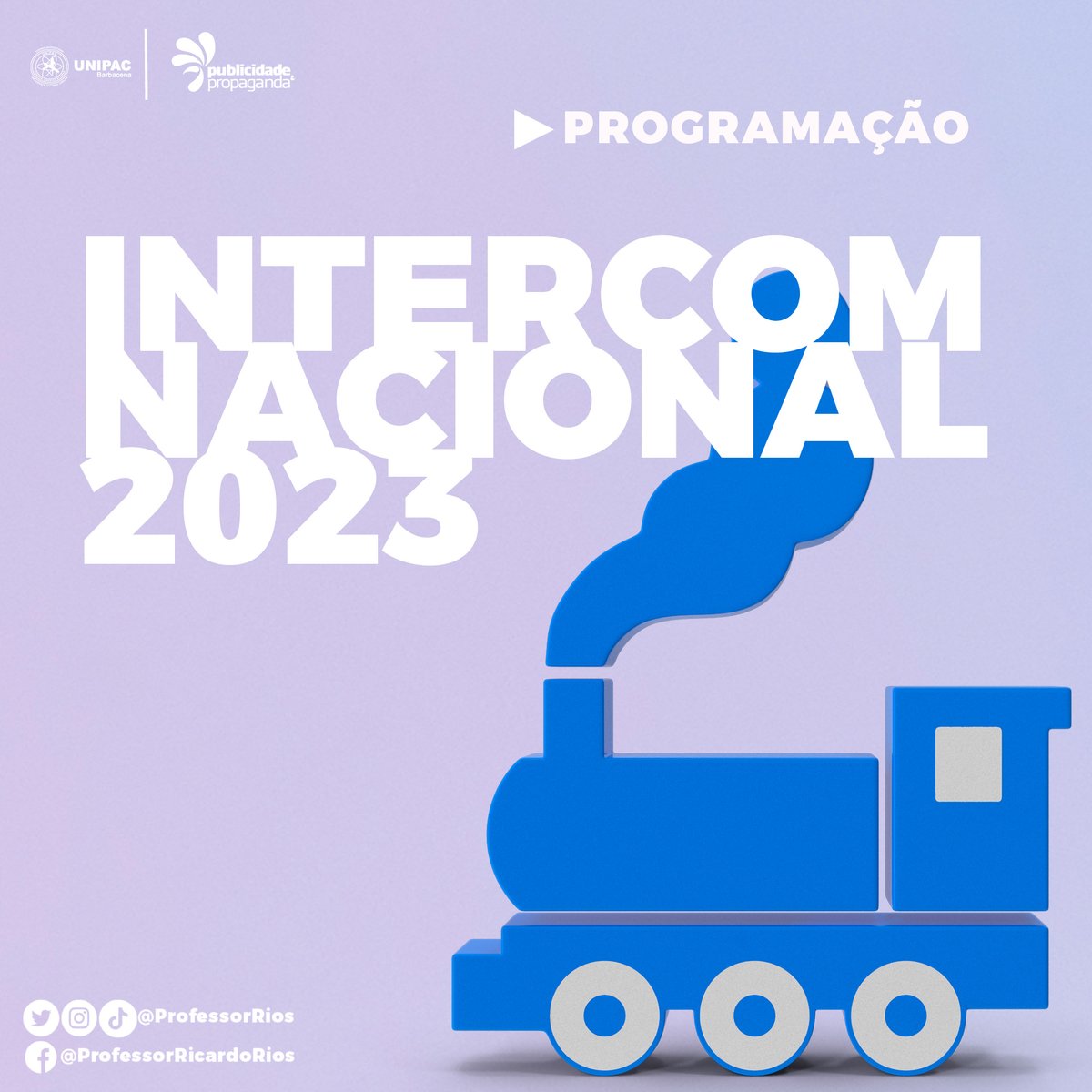 ProfessorRios's tweet photo. Tem notícia vindo com o trem azul: saiu a programação completa da PP no Intercom Nacional. Começa em três semanas! 🚂🚂🚂🚂🚂 https://t.co/rHDxqCntGE