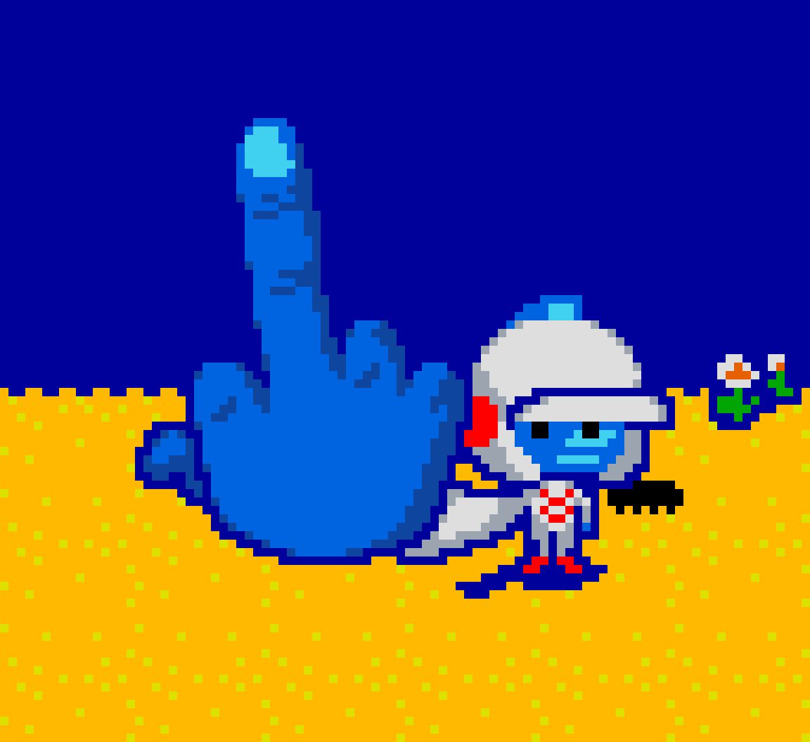 BagDeflated's tweet photo. Sometimes, in #digdug, the game ends and freezes on Taizo holding his hand up and this is what I imagine him doing

#pixelart #pixelartist #arcade #retrogames https://t.co/IdLh6wNSLe