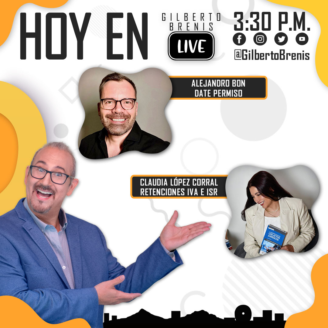 GilbertoBrenis's tweet photo. #Hoy en #GilbertoBrenisLive
*El coach en desarrollo humano #AlejandroBon nos hablará de date permiso.
*La abogada #ClaudiaLópezCorral nos hablará de las retenciones de IVA e ISR.
A las 3:30pm (CDMX) por mis cuentas de YouTube y Facebook.
¡Les esperamos! https://t.co/ilecJoMkjJ