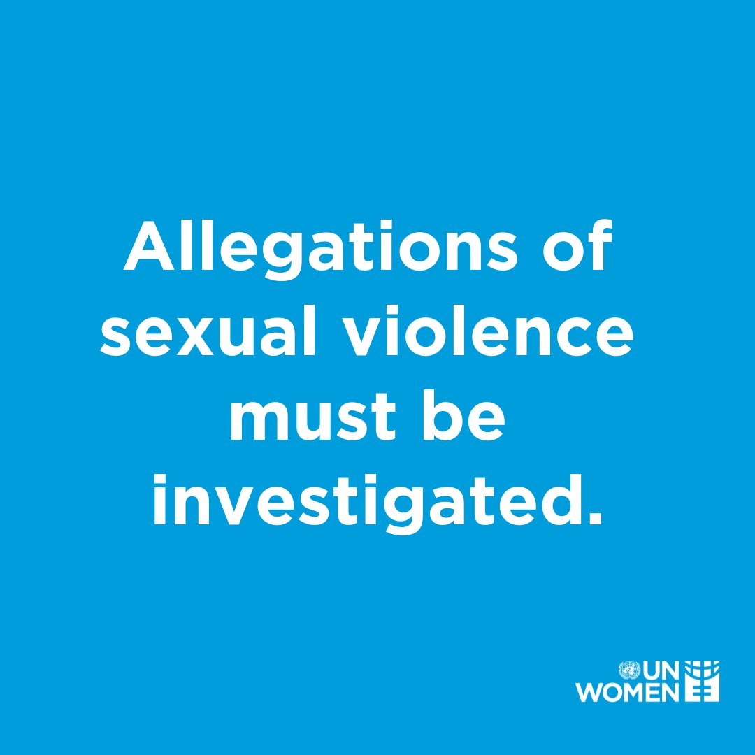 UN_Women's tweet photo. Allegations of sexual violence must be investigated. 

Rigorously.

#CRSV https://t.co/rkHtqJXg1Y