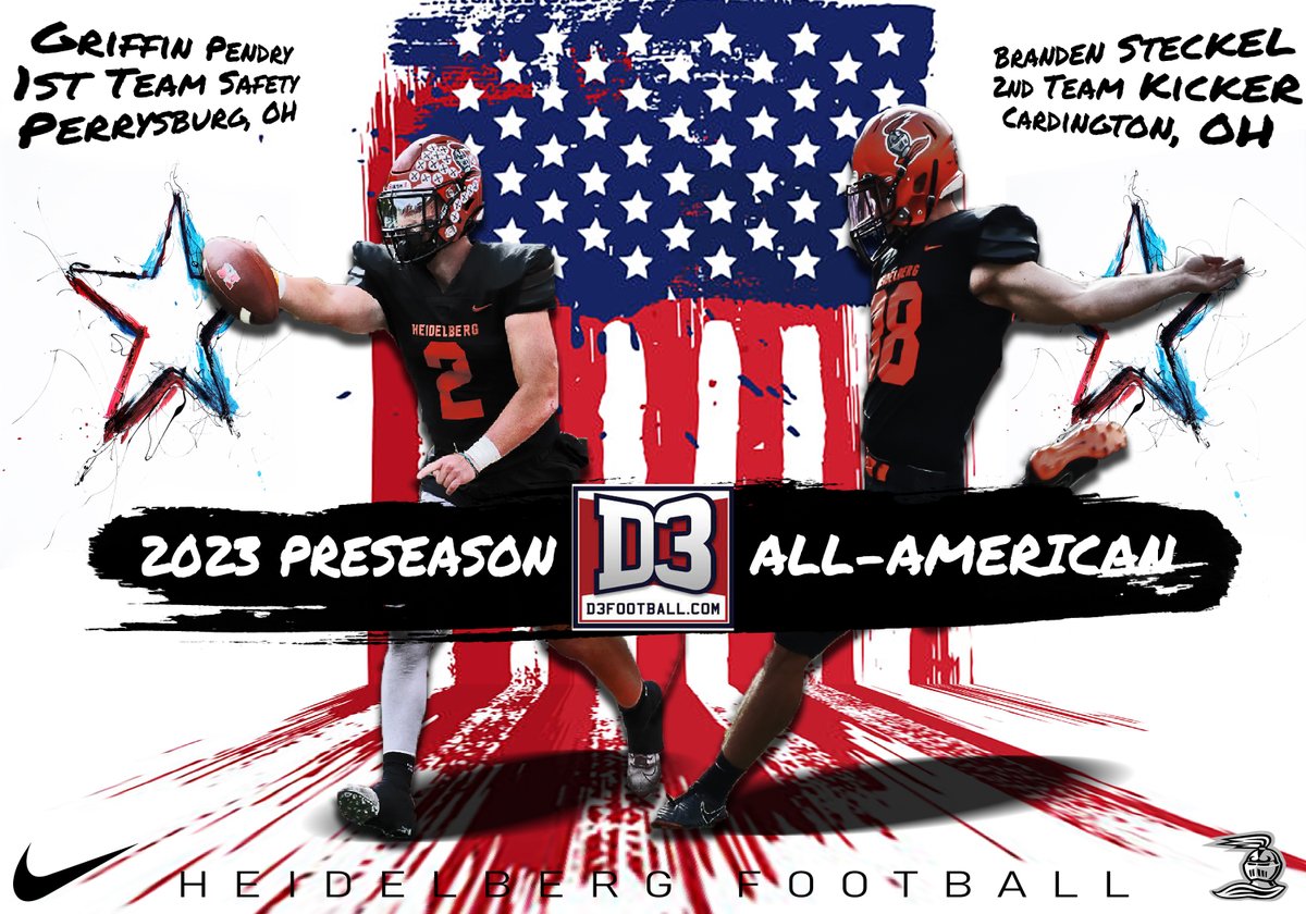 Congratulations to Griffin Pendry and Branden Steckel on receiving Pre-Season All American honors from <a href="/d3football/">D3football.com</a> 

#BergGang