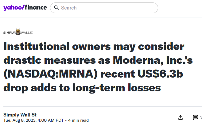 I shorted a very large amount of Moderna stock today. 

I wanted to disclose that publicly so people don't accuse me of a conflict of interest. 

The COVID vaccines are killing people at an estimated rate of 1 per 1,000 doses. That's NOT a sustainable business model.