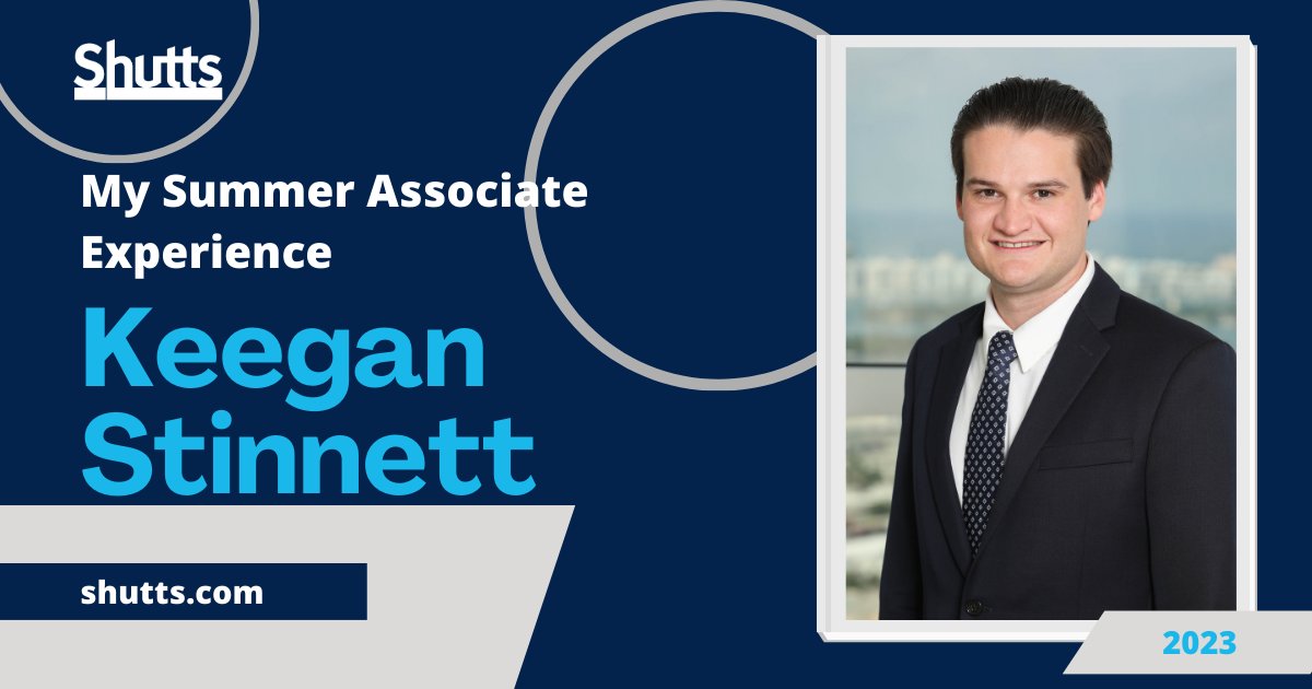 Shutts & Bowen (@shuttsbowen) on Twitter photo Keegan Stinnett, an #Orlando office #SummerAssociate, joined #Shutts from the <a href="/UFLaw/">UF Levin College of Law</a>. Here is what Keegan shared about his second summer at Shutts. shutts.com/news-My-Summer… #LawStudents #Careers #UFLaw Keegan Stinnett, an #Orlando office #SummerAssociate, joined #Shutts from the <a href="/UFLaw/">UF Levin College of Law</a>. Here is what Keegan shared about his second summer at Shutts. shutts.com/news-My-Summer… #LawStudents #Careers #UFLaw