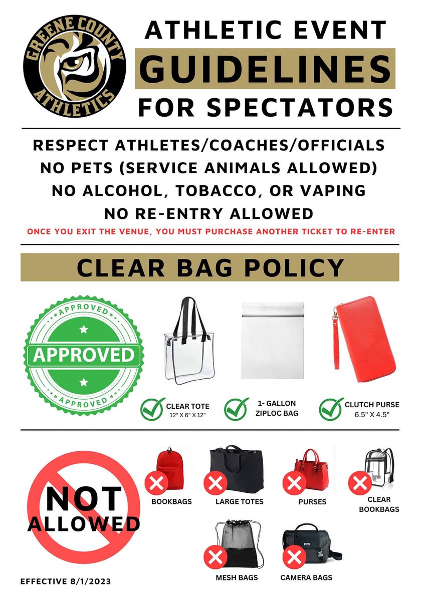 Greene County Athletics (@greeneathletics) on Twitter photo Attention all fans, please be aware of our clear bag policy !
<a href="/GCSSTigers/">Greene Co. School System (Georgia)</a>
@gchstigersfb
<a href="/GCHSLadyTigers/">Greene County High School Lady Tigers</a>
<a href="/GCTigersCheer/">Lady Tigers Cheer</a>
<a href="/SRFITBASKETBALL/">Greene County Head Basketball Coach</a>
@GreeneBaseball
<a href="/GCtigers_track/">Greene County Track and Field</a> Attention all fans, please be aware of our clear bag policy !
<a href="/GCSSTigers/">Greene Co. School System (Georgia)</a>
@gchstigersfb
<a href="/GCHSLadyTigers/">Greene County High School Lady Tigers</a>
<a href="/GCTigersCheer/">Lady Tigers Cheer</a>
<a href="/SRFITBASKETBALL/">Greene County Head Basketball Coach</a>
@GreeneBaseball
<a href="/GCtigers_track/">Greene County Track and Field</a>