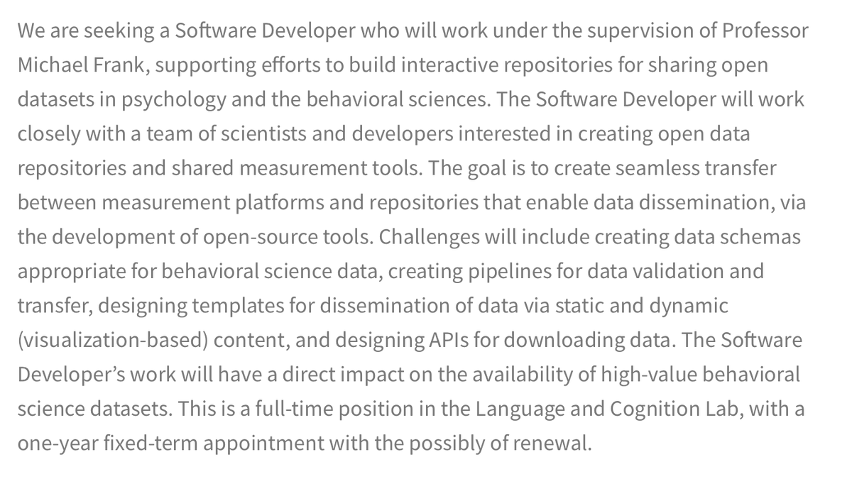 Come join us in our mission to create bigger datasets to understand human development! We're hiring two software developers to join our team and build data repositories. Remote work possible. Please RT! careersearch.stanford.edu/jobs/software-…