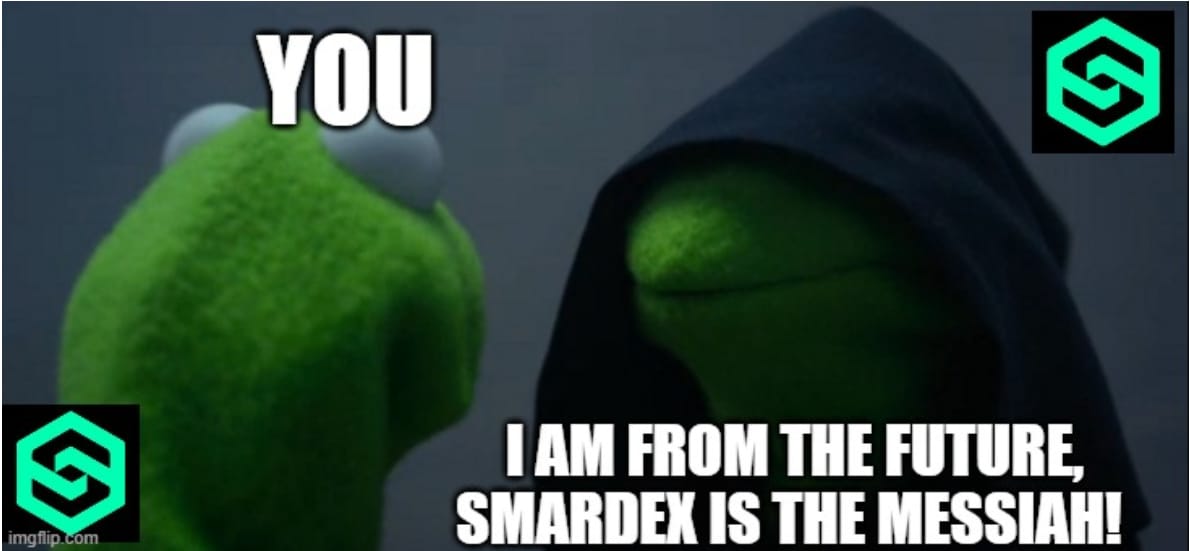 ganmorib's tweet photo. @trader1sz @every_thing @TheCryptoLes Smardex giving other dexes, impermanent losses and all err smack down
I don't call it smardex only but Smarck down https://t.co/yNjiC8vLUw