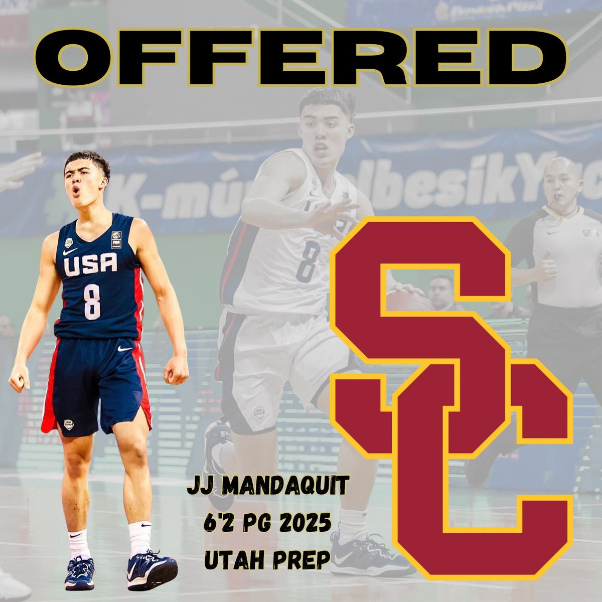 Congratulations to 2025 Utah Prep PG JJ Mandaquit who has been offered by USC!!!