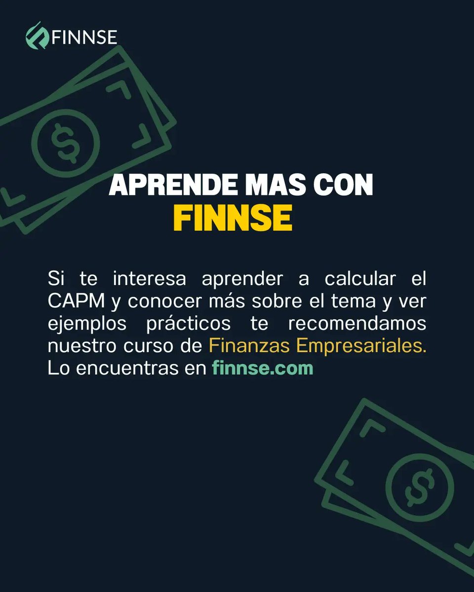 finnsecom's tweet photo. El CAPM es una herramienta fundamental para estimar el rendimiento esperado de un activo financiero. #FinanzasCorporativas https://t.co/yS35z70NSV