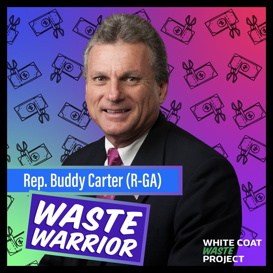 RepBuddyCarter's tweet photo. Proud to be a @WhiteCoatWaste Congressional Waste Warrior!
 
Saving taxpayer dollars while preventing animal cruelty is a noble mission that I’m glad to take part in. https://t.co/zQojSSI7wH