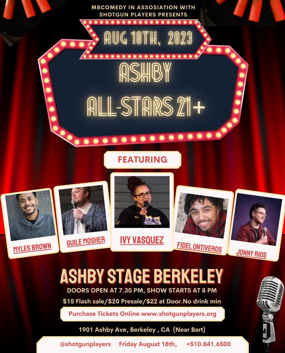 ShotgunPlayers's tweet photo. Don't miss this side-splitting night of laughter, all while supporting our amazing local artists. Grab your tickets now and get ready for the fun! 😂🎟️  Tickets at the link: https://t.co/R1H4vb0QuO
⁠ https://t.co/WZ7uy134FY