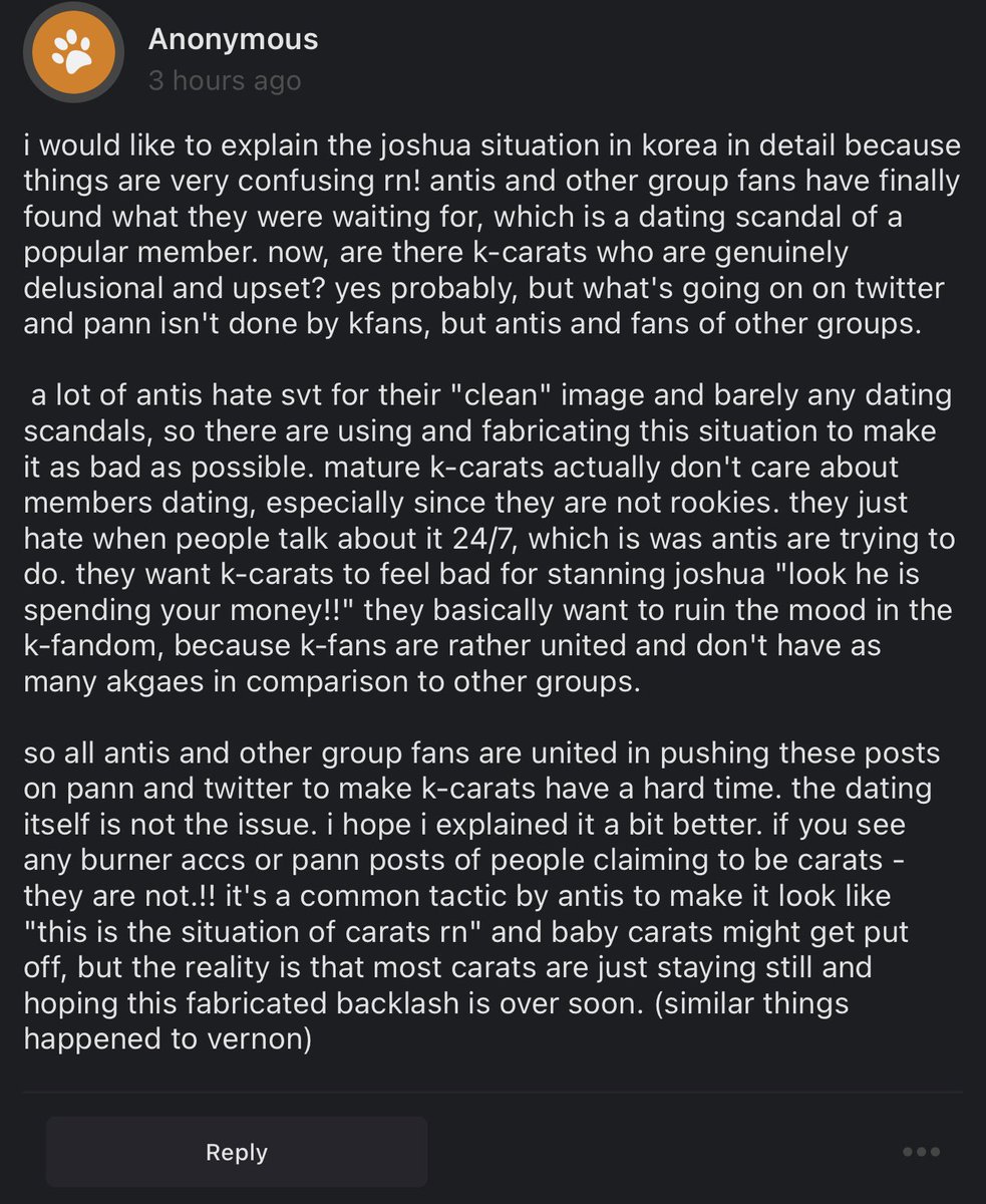 i would like to explain the joshua situation in korea in detail because things are very confusing rn! antis and o… — thanks for explaining. and this parrots what a lot of people have been saying - dont engage with any accounts tha… curiouscat.live/wonnwoo/post/1…