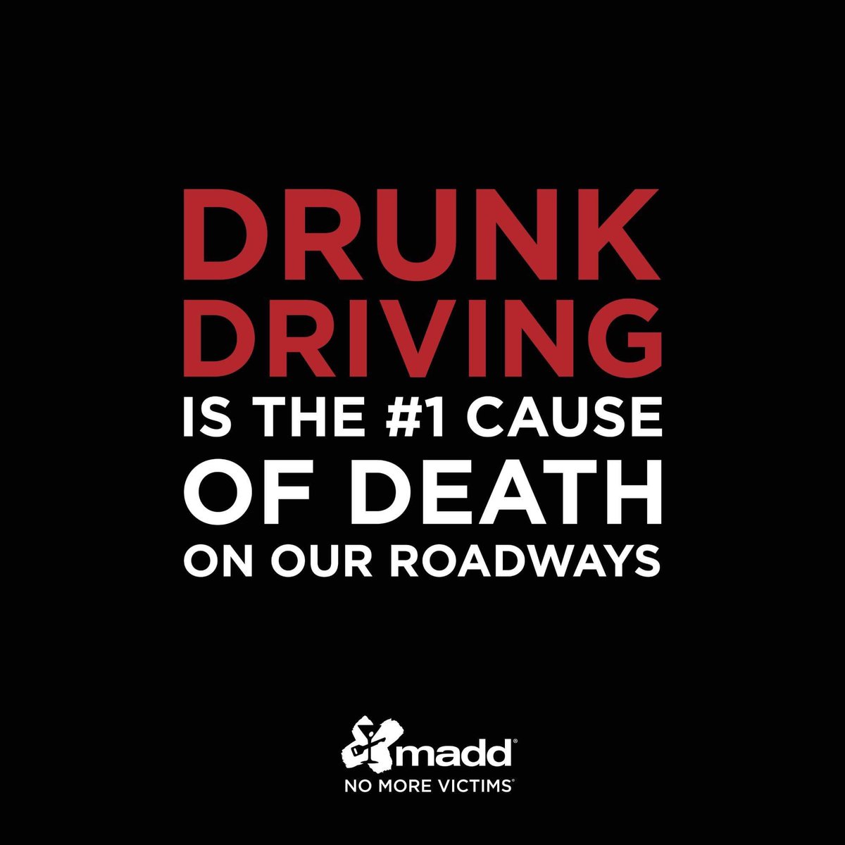 MADDNational's tweet photo. Drunk driving is not a problem of the past. It claims a life every 39 minutes. Help us put an end to this 100% preventable crime. Volunteer, donate, and advocate for a future of #NoMoreVictims. Learn more by going to https://t.co/H61qlk6GPw today. #GETMADD https://t.co/INDEnTOz3Q