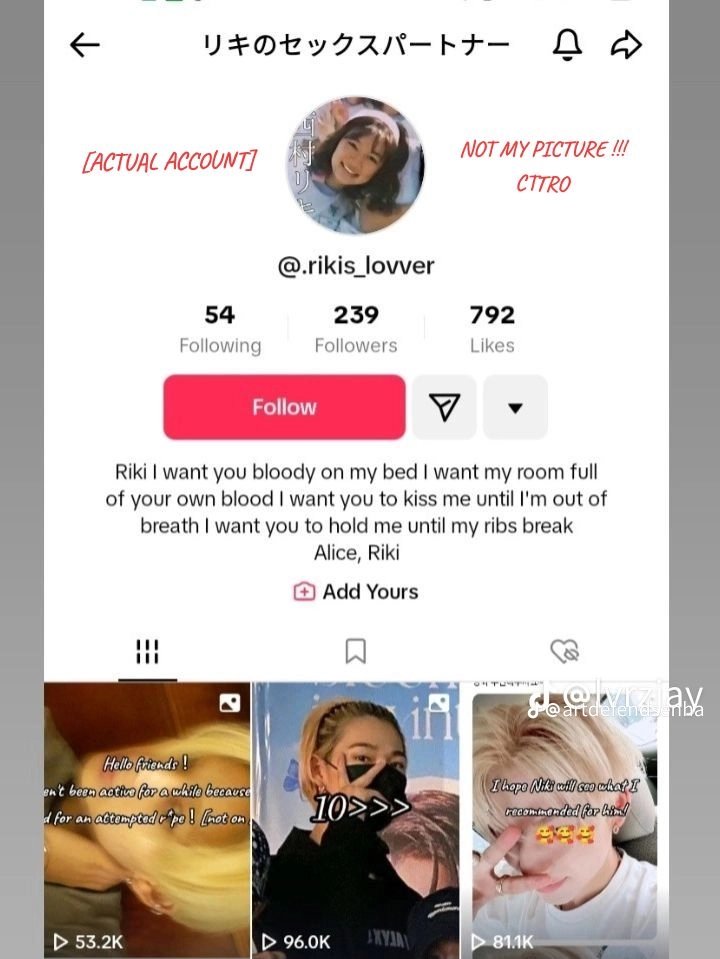 Chesrine1's tweet image. @HYBEOFFICIALtwt #protectniki
tiktok.com/@.rikis_lovver…
Please investigate this account, the user wants to bring serious harm to Niki. They said they want to r@pe him. And claims to have his address.
