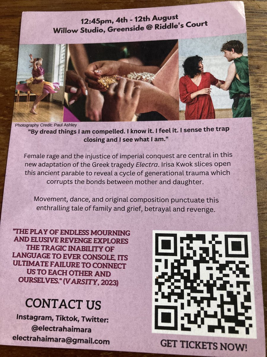 Overnight visit from London to Edinburgh 🚌 to see <a href="/ElectraHaimara/">Electra/Haimara</a> 🎭 at the <a href="/edfringe/">Edinburgh Festival Fringe</a> <a href="/GreensideVenue/">Greenside Venues</a> 
We loved the show! Well done to all the cast &amp; crew 👏👏#greektragedy #EdFringe2023