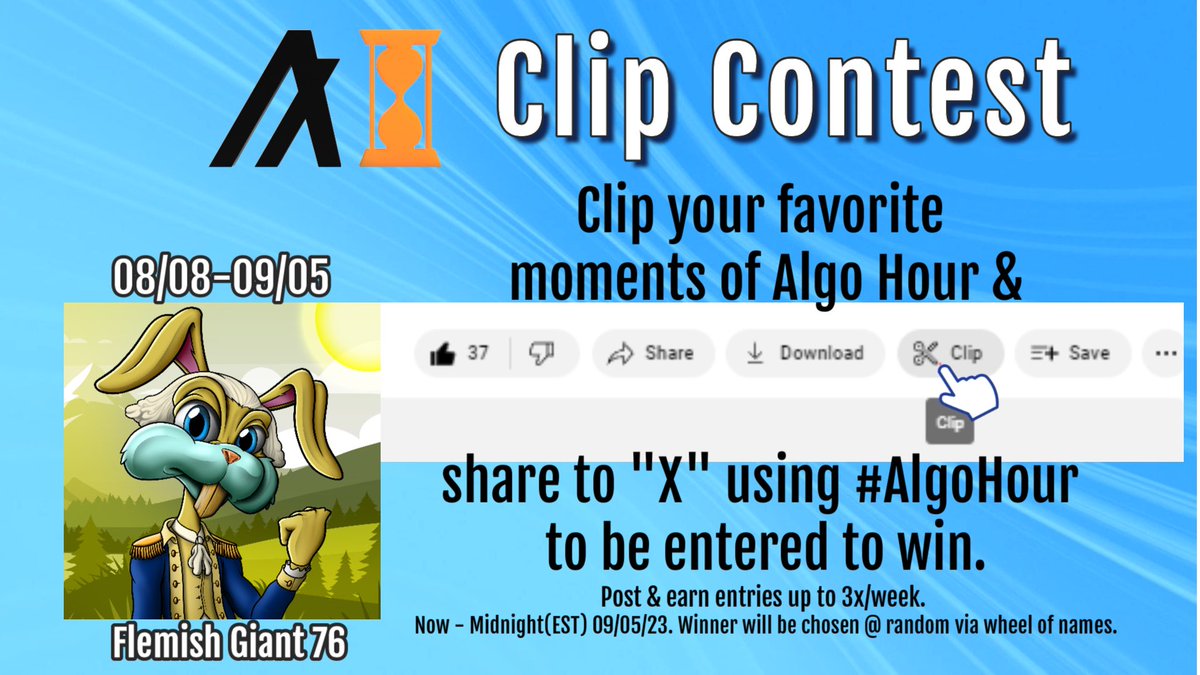 IRLalgo's tweet photo. #AlgoHour clip contest info ππ https://t.co/G6qQvgqfmZ