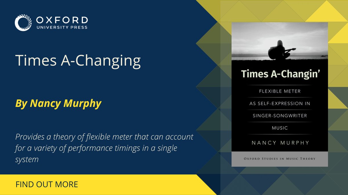 OUPMusic's tweet photo. Discover a theory of flexible meter that can account for a variety of performance timings in a single system, in Nancy Murphy's 'Times A-Changing: Flexible Meter as Self-Expression in Singer-Songwriter Music'.

Find out more: https://t.co/PyQRxajeYw https://t.co/egvH1jGU5B