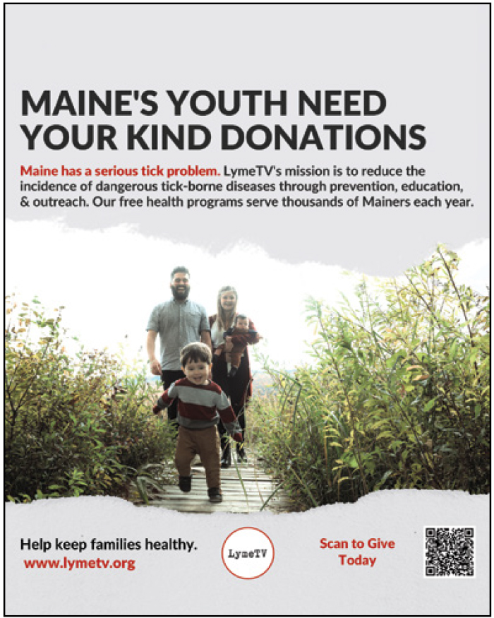 Help @wearelymetv with their efforts at #lymedisease prevention & education by donating today! Scan the QR code to #donate or visit lymetv.org for more information. #lymetv #maine #ticks #lymediseasprevention #tickborneillness #community #health #keepitlocalmaine