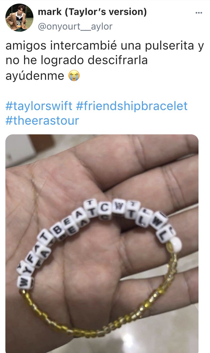 spdmack's tweet photo. märkhyūck mini au | friendship bracelet

donde alguien intercambia un brazalete con mark y el no logra descifrarlo entonces pide ayuda y por casualidad encuentra al creador. https://t.co/UBOe1s1aTJ