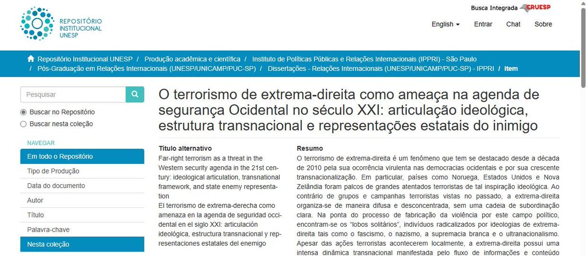 Olá pessoal!

Minha dissertação de mestrado agora está disponível a todos no repositório institucional da Unesp!

Caso tenha interesse de ler, é só acessar pelo link: repositorio.unesp.br/handle/11449/2…