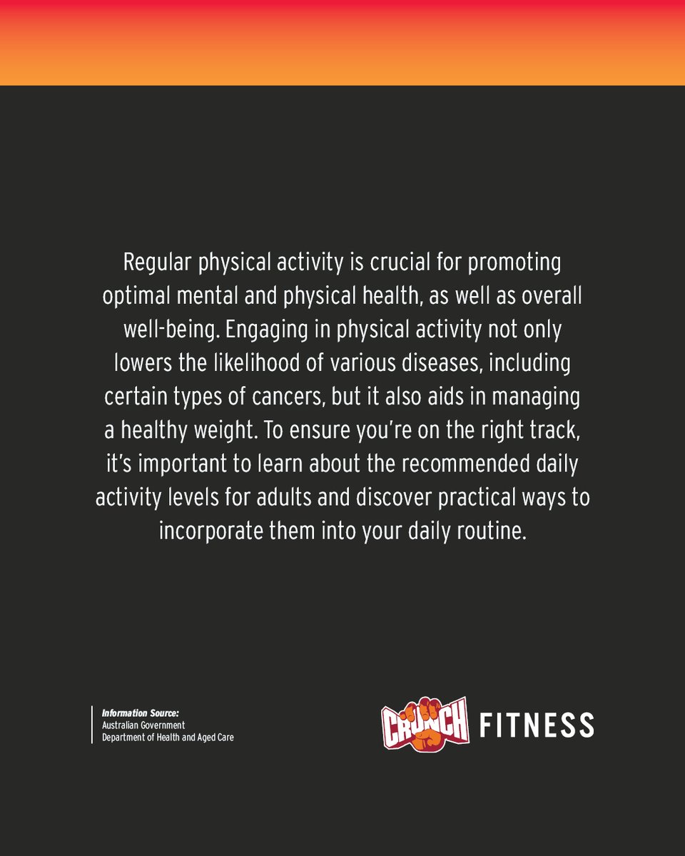 CrunchAustralia's tweet photo. It's time to get moving! 🏃‍♀️ Let's get our hearts pumping and stay active together! Swipe to read about all the ways you can improve your overall health #crunchfitnessau #HealthMatters #FitnessGoals #ActiveLifestyle #gym #workout https://t.co/JMCY2hRxj5