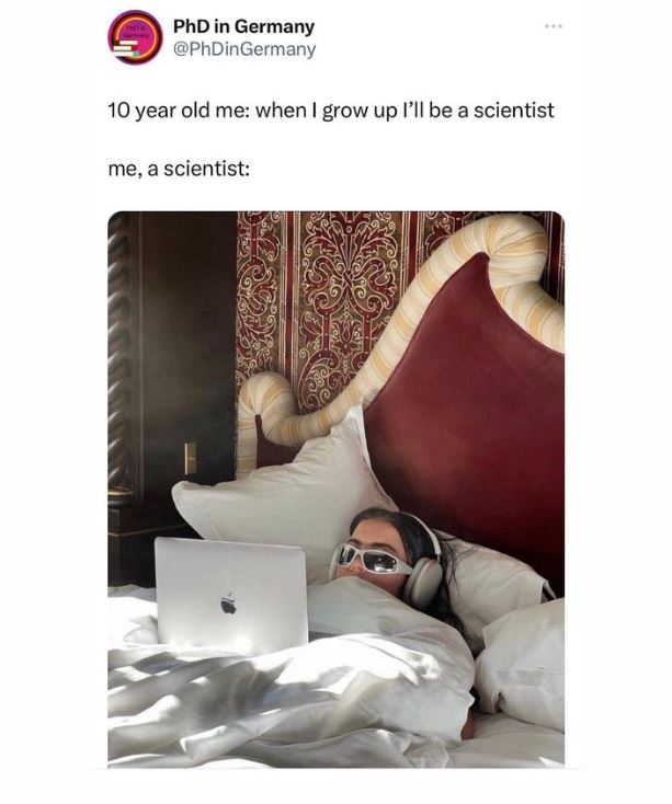 MITGradStudents's tweet photo. Why get out of bed when I can write my code from here? π
π©π΄
#gradmeme #phdmeme #gradhumor #phdhumor https://t.co/iS718kU1Gl
