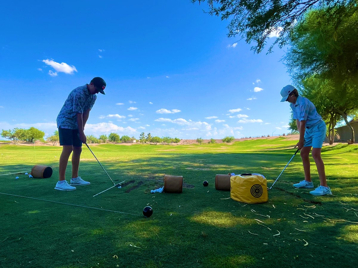 Helping Liam and Joey get ready for the High School golf season! #Pioneers #Golf