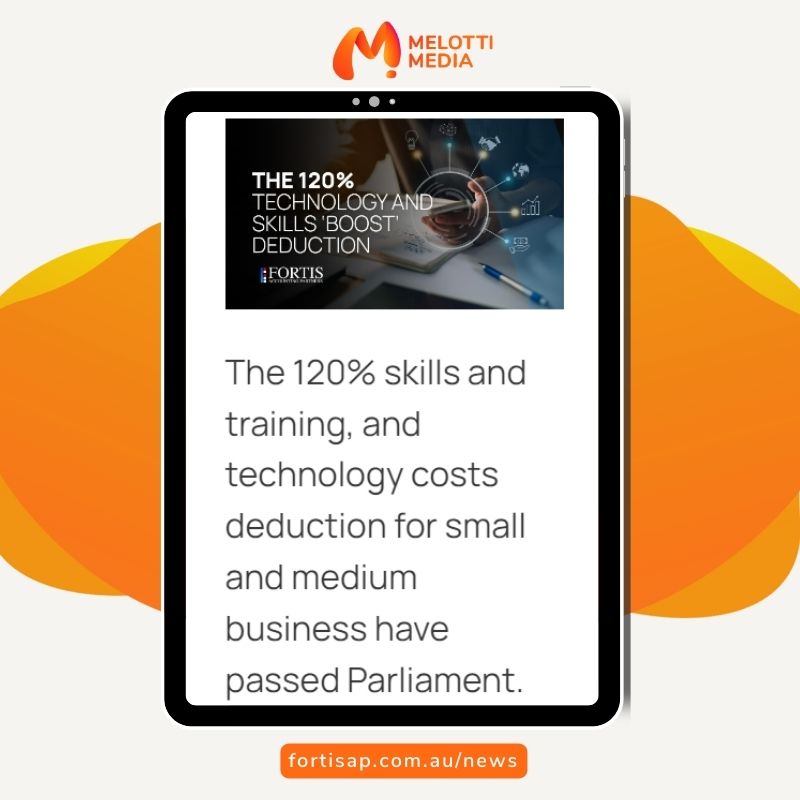 melottimedia's tweet image. Small and medium businesses (SMEs) can now potentially claim a 120% tax deduction for spending on digital tech and digital marketing investment.

Read more about the announcement here: fortisap.com.au/news/the-120-t…

#taxreduction #Fortis #MelottiMedia