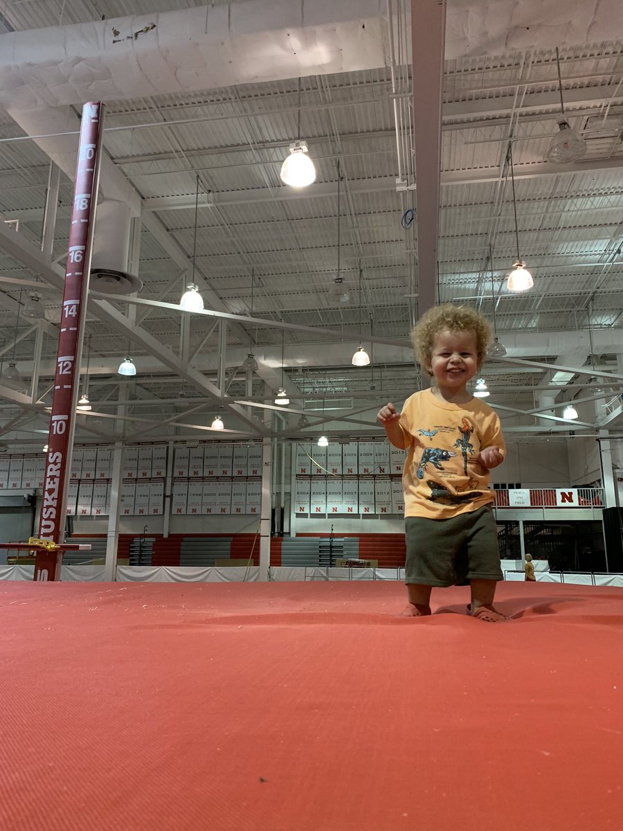 Sister is at Gymnastics.
KJ found the Indoor Track.

I apologize for the the little footprints @NUTrackandField