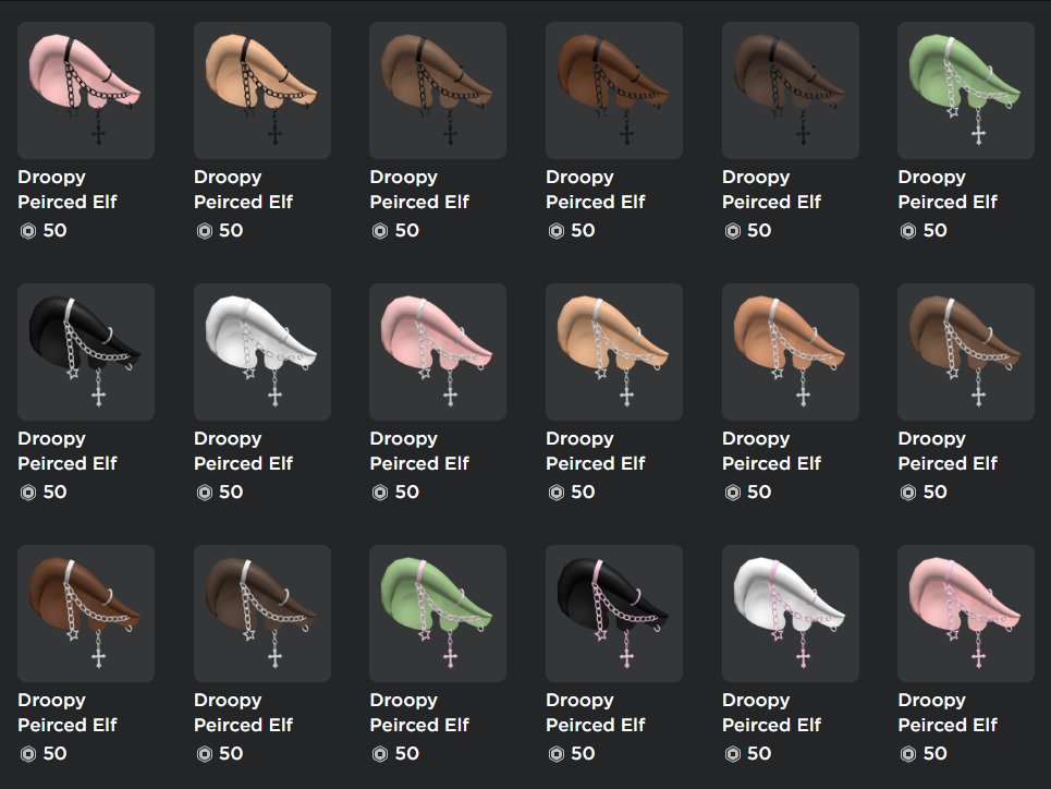 OceanOrbsRBX's tweet photo. 🐸NEW UGC DROP 📢❣️

🧝‍♀️Droopy Pierced Elf Ears 🧚‍♀️
❤️Comes in most skintones and in silver, pink, black metal!

⬇️Buy/Try it here in my Group Store!⬇️
https://t.co/w6gsWQbyn0

❤️&amp;🔁's Appreciated🐸💜
#RobloxUGC #Roblox https://t.co/Xb5ePDxuEE