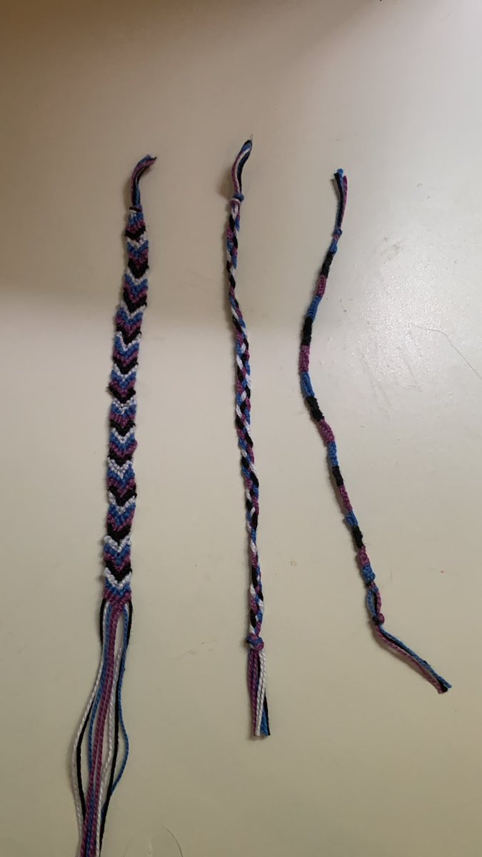 EliannaLitov's tweet photo. The one on the left took too long to make many more of sadly &amp; my local arts &amp; crafts store was completely out of beads... So swifties, would you rather have a midnights themed friendship bracelet that's braided like the middle or simple style on the right? https://t.co/nUYCCzsUDq