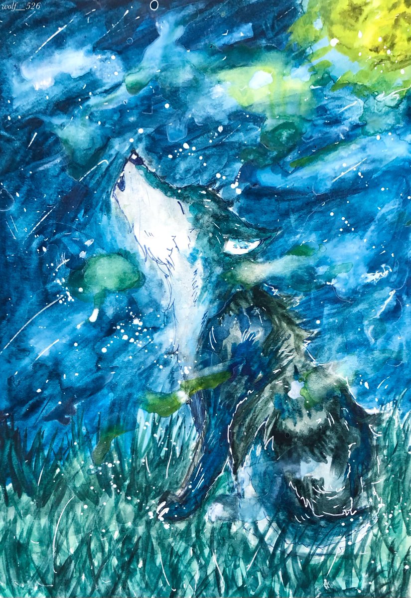 遠吠え
#狼 #wolf #アナログイラスト #wolfart #水彩画 #ヴォルフのアート