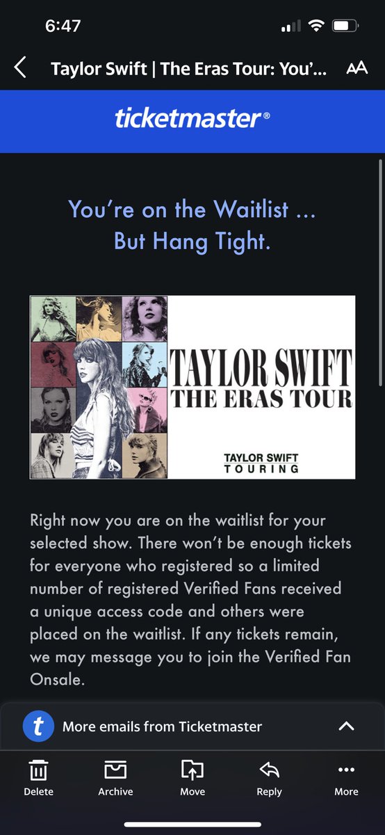 Waitlisted again. Yet already seeing a bunch of people “selling their presale codes”. Stay safe Swifties, don’t get scammed by these “resellers”!  #TaylorSwiftErasTour