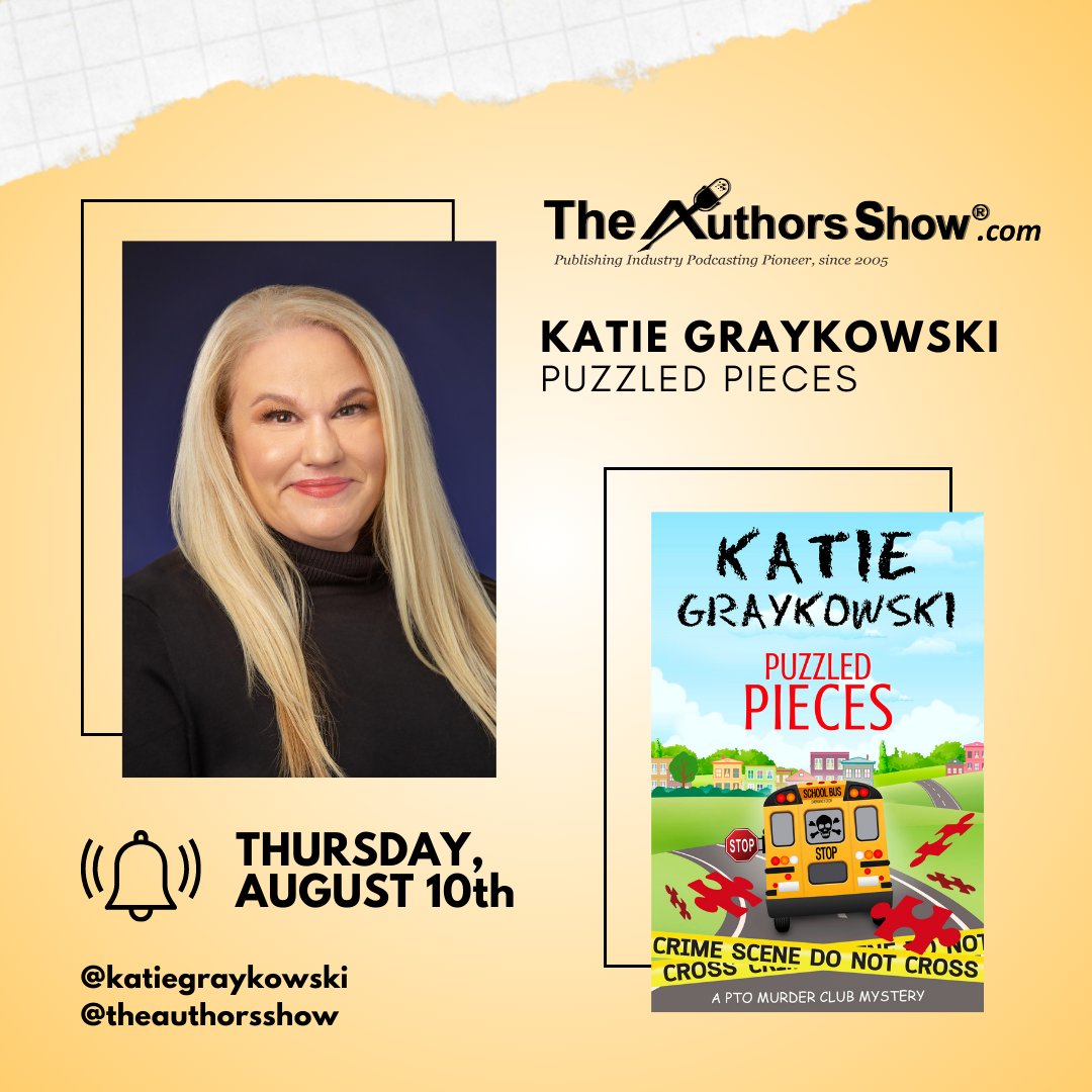 Katiegraykowski's tweet photo. Join me on @TheAuthorsShow this Thursday, August 10th for my Featured Interview on Channel 2! https://t.co/RaOc5znoA3

#katiegraykowski #ptomurderclub #mysterybooks #murdermystery #mysterywriter https://t.co/ufDQ7ru53N