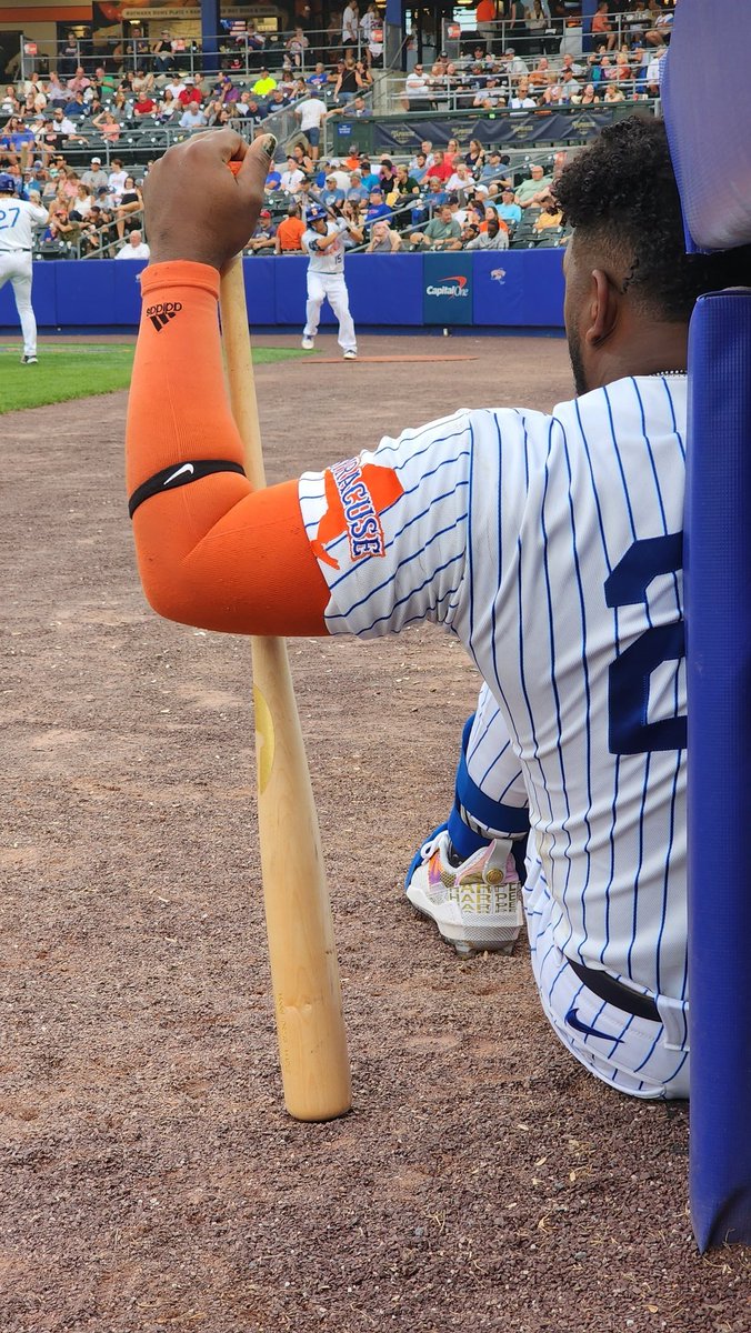 RPFoxTV's tweet photo. Glad to see Abe Almonte playing for the New York @Mets. Loved getting the chance to take this when @NewhouseSports went to Historic NBT Bank Stadium to report on the @SyracuseMets. https://t.co/GoOfWPQ3e7