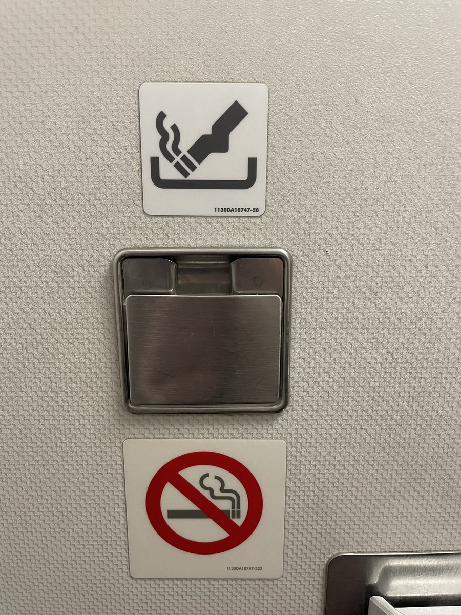 MooreWithMorgan's tweet image. Paid for first class and got a plane with NO SCREENS, a creaky seat and then discovered this little gem in the bathroom. @united how old is this plane you sent me across country on?!?! I’m thinking @Delta may need my money for the return flight. What a colossal disappointment.