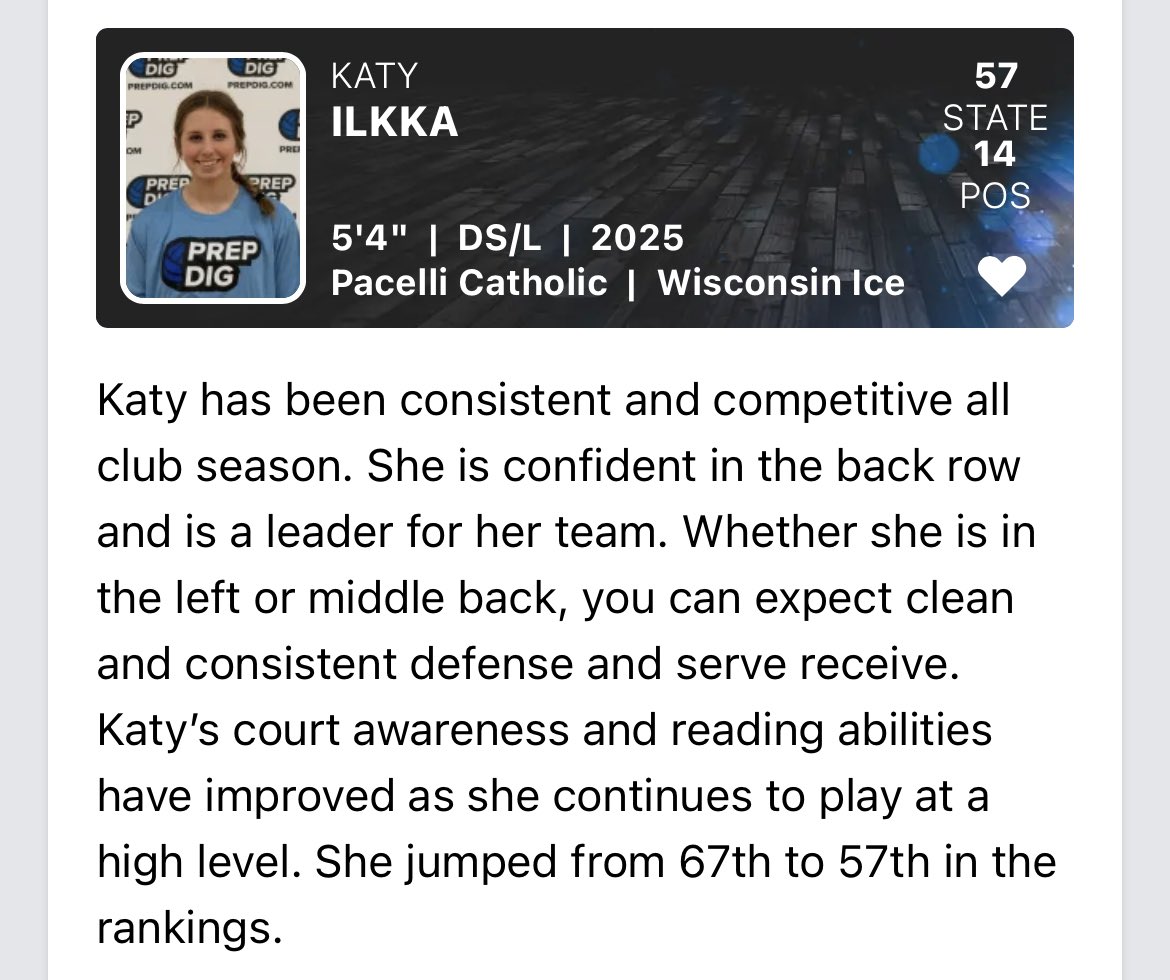 Katy Ilkka (@ilkkakaty) on Twitter photo Thank you Prep Dig Rachel for writing this article. I can’t wait to continue improving my game as the high school season comes. <a href="/prepdigrachel/">PrepDigRachel</a> <a href="/PrepDig/">Prep Dig 🏐</a> Thank you Prep Dig Rachel for writing this article. I can’t wait to continue improving my game as the high school season comes. <a href="/prepdigrachel/">PrepDigRachel</a> <a href="/PrepDig/">Prep Dig 🏐</a>
