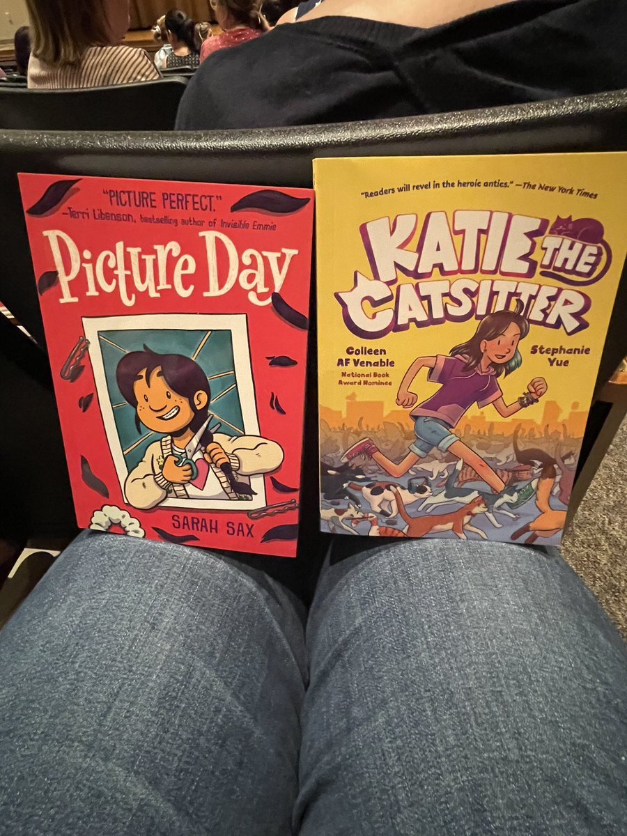 NISDbrauchlelib's tweet photo. @MrSchuReads 
Went to both of Mr. schu’s presentations &amp; scored 3 books!  He’s such an inspiration🩵 https://t.co/1VvEf6O2gd