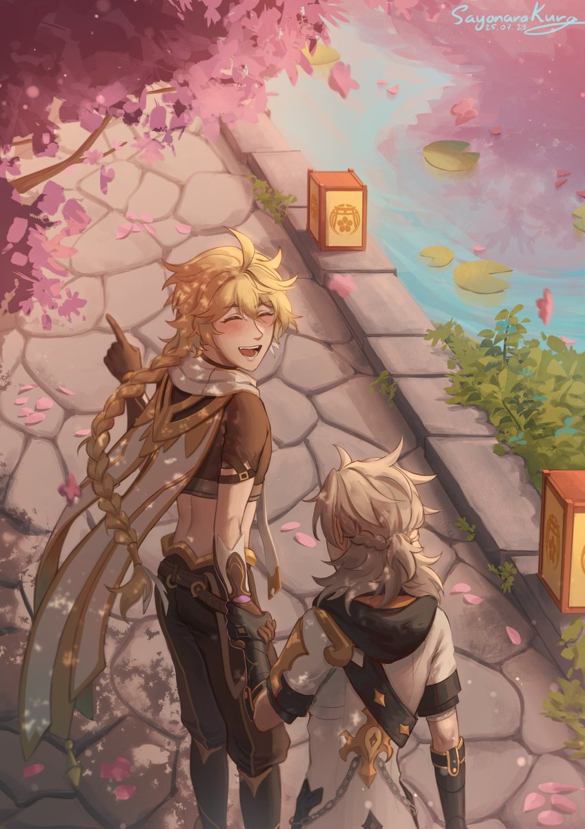 Sayonara_Kuro's tweet image. Day 4 - Inazuma

A walk to the shrine past falling cherry blossoms
#AlbetherWeek2023 #Albether