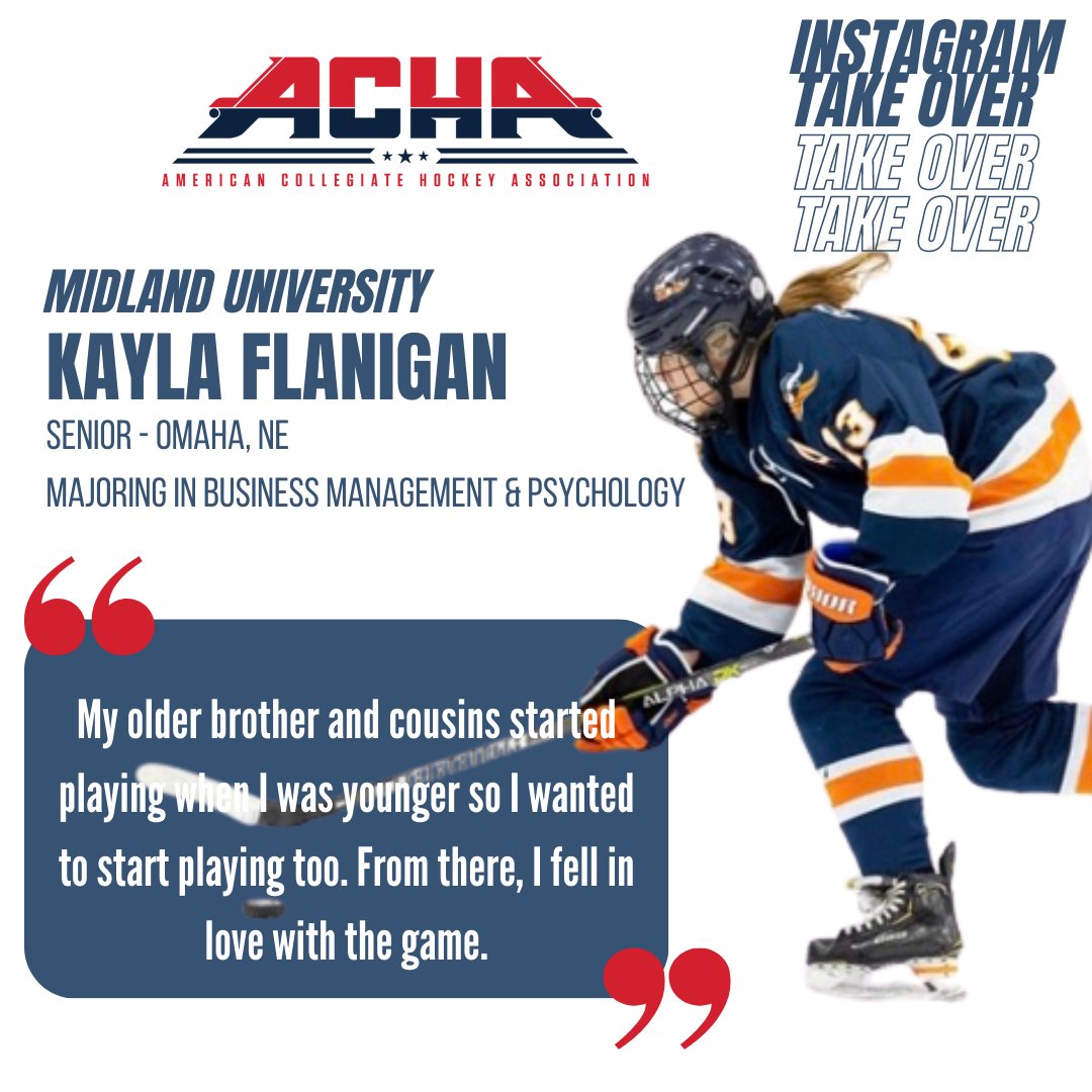 achawomensd1's tweet photo. ๐ฃJoin us tomorrow over on Instagram for another player takeover! Watch our stories to ask @Midland_WHKY player, Kayla Flanigan, questions about her experience as an ACHA women's college hockey player! #playertakeover #womenshockey https://t.co/fXBm45AHXc