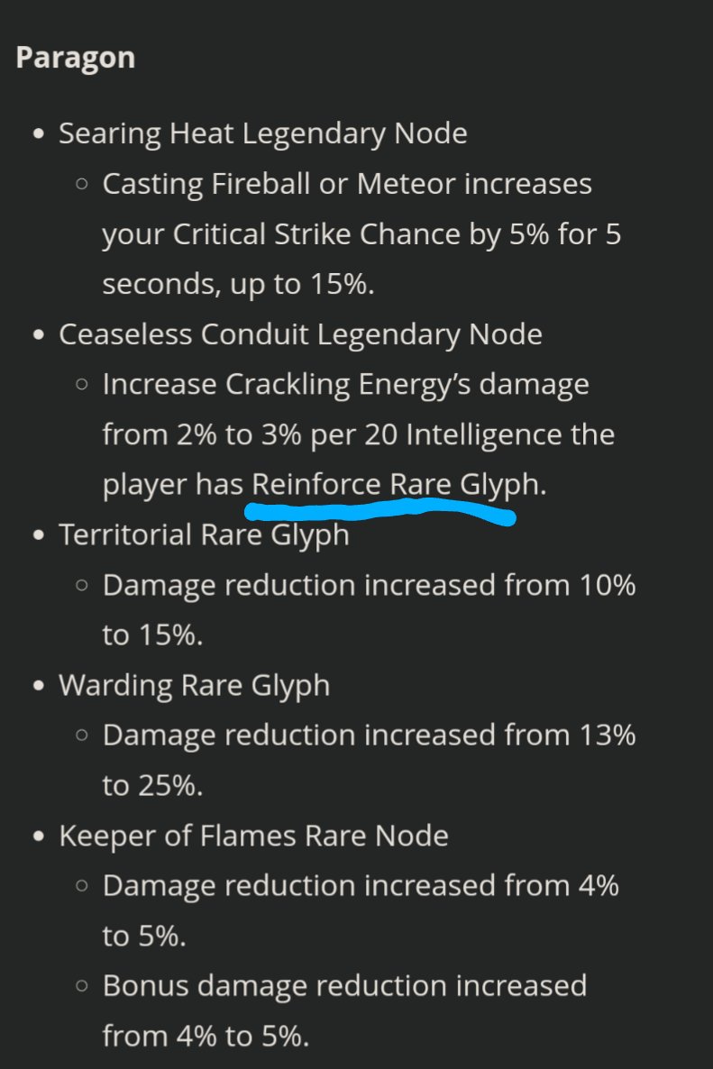 frogman44's tweet photo. @Diablo There seems to be a typo in the patch notes. Did the Reinforcing rare glyph for sorcerer get changed? https://t.co/9vLdZCzVEM