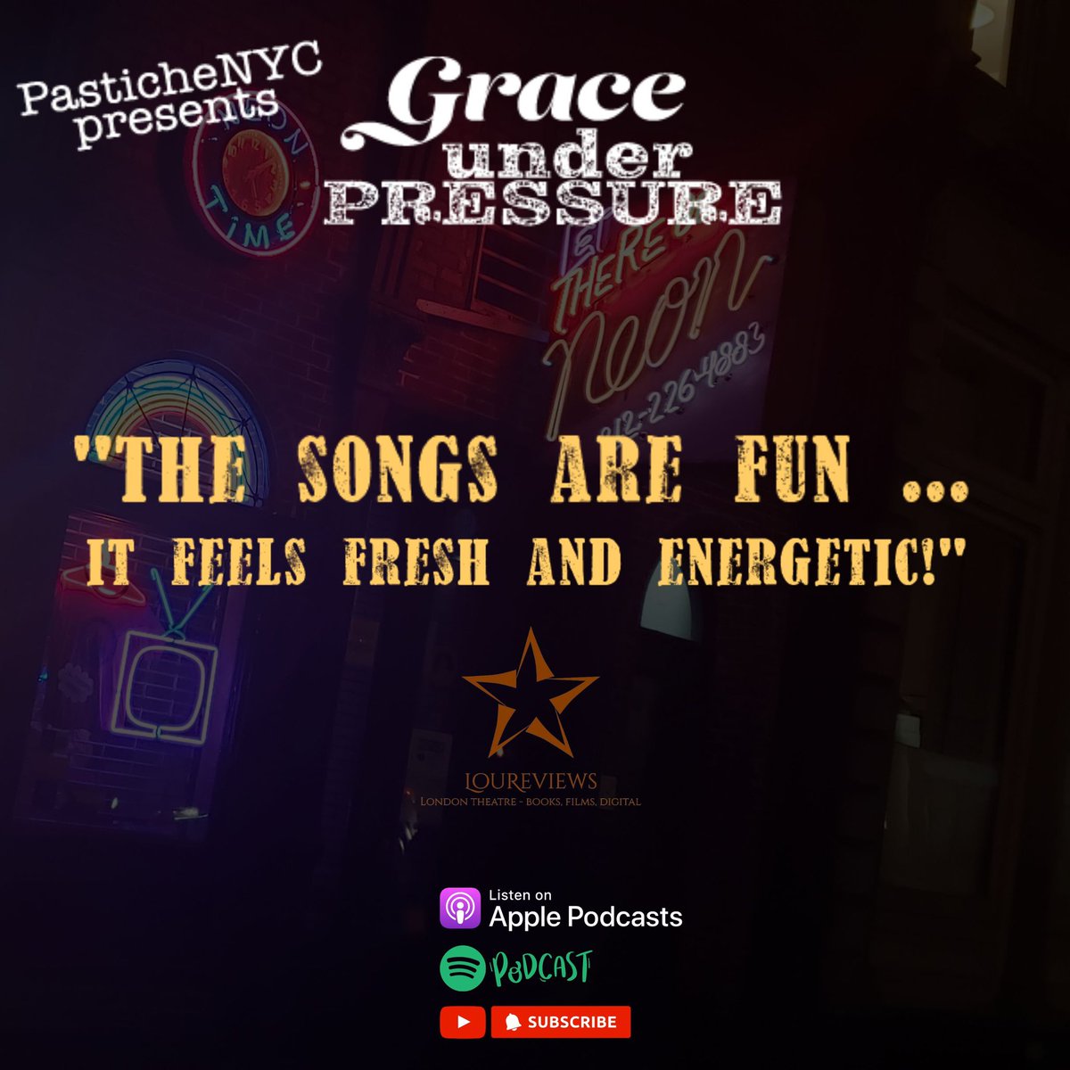 ✨ “The songs are fun… it feels fresh and energetic!” - <a href="/loureviews/">Louis Garside</a>.blog 

#GraceUnderPressure podcast is streaming now anywhere you catch your podcasts!
.
.
.
#GraceUnderPressure #GraceUnderPressurePodcast 
#1990s #NewYorkCity #workingwomen #musicalcomedy #musicaltheatre