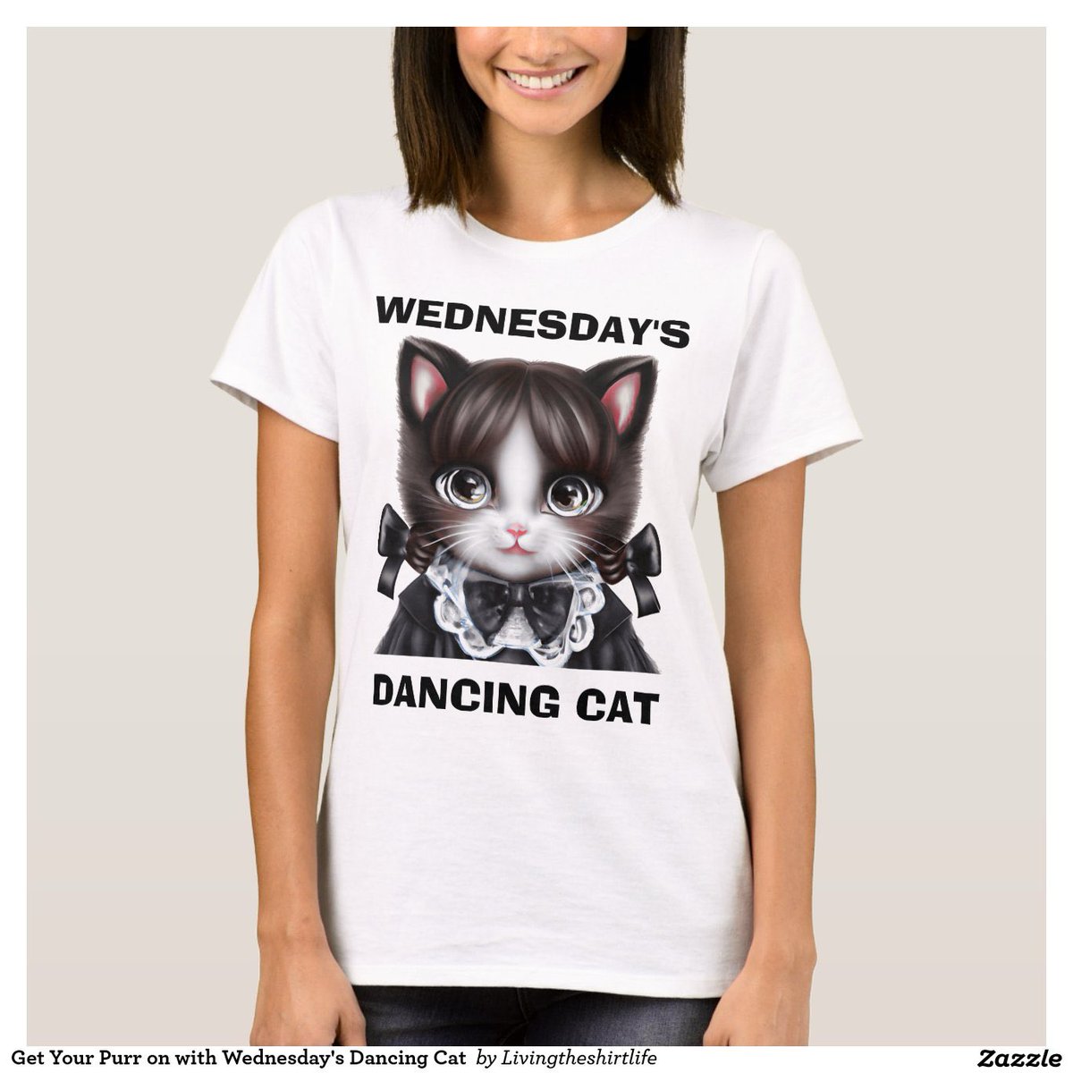 Stevencox2612's tweet photo. Get Your Purr on with Wednesday's Dancing Cat  T-Shirt https://t.co/QEdSvWeLSV #ZazzleMade
 #InternationalCatDay #wednesdayaddams #catgirl #CatholicTwitter #catoftheday #CatsOfTwitter #GunturuKaaram #cat #designs #bcafc #wednesdaythought #shoppingstar https://t.co/ULjOQTszD9