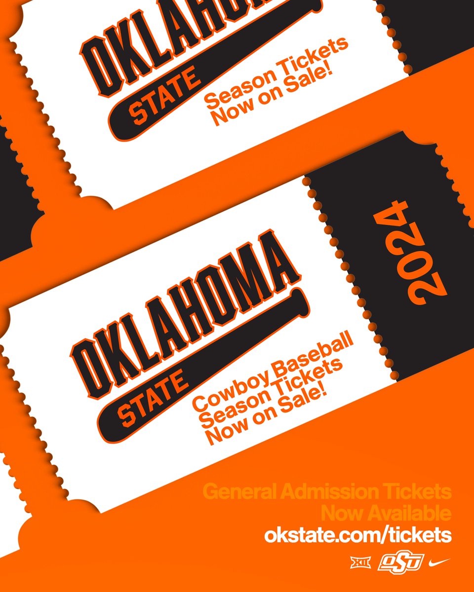 General Admission season tickets available now! ⚾️ Secure your seats for 2024 today: okstate.com/tickets