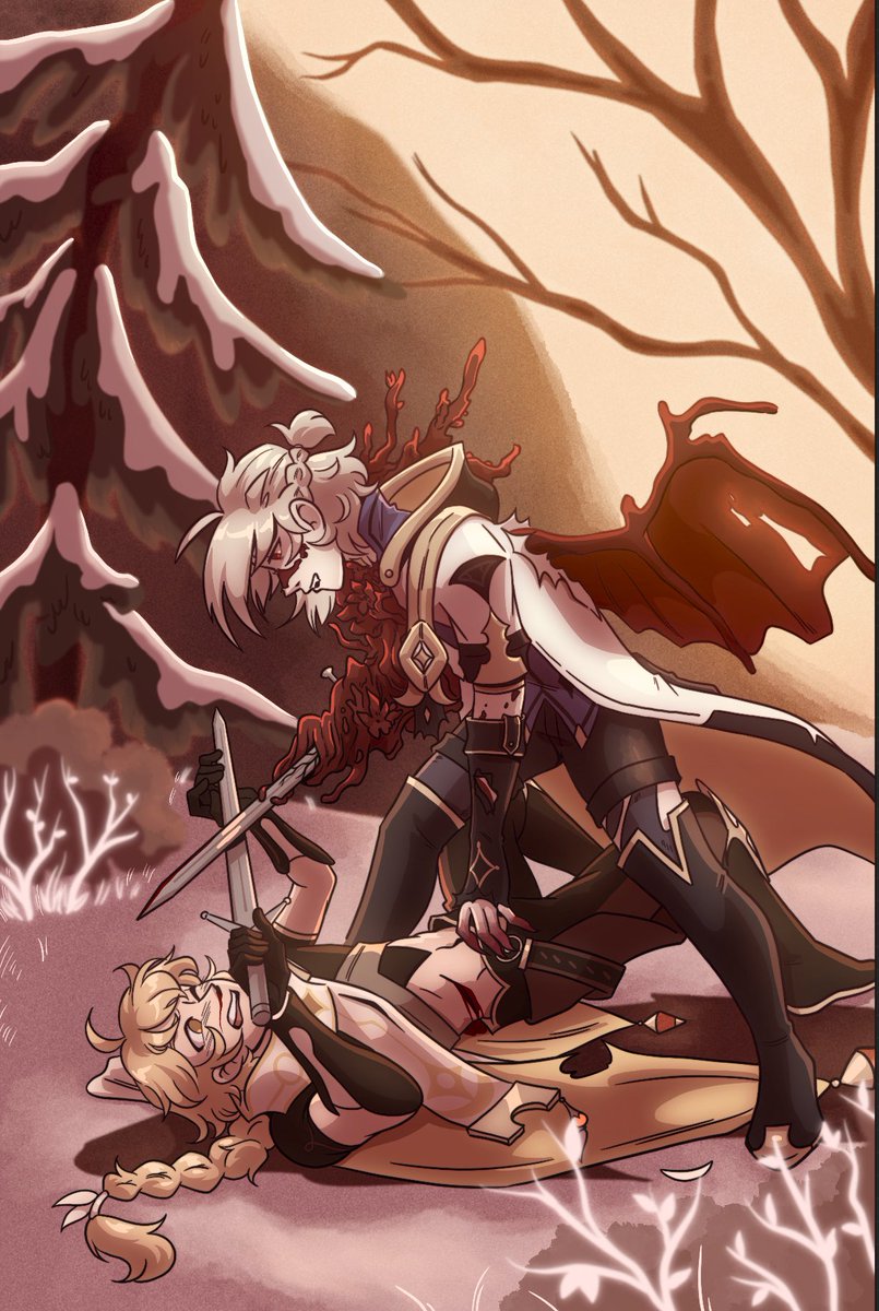 bo_beanies's tweet image. Albether week day 3 ⚔️ corruption and swords 

( Genshin impact , #AlbetherWeek2023 , #aebedo )