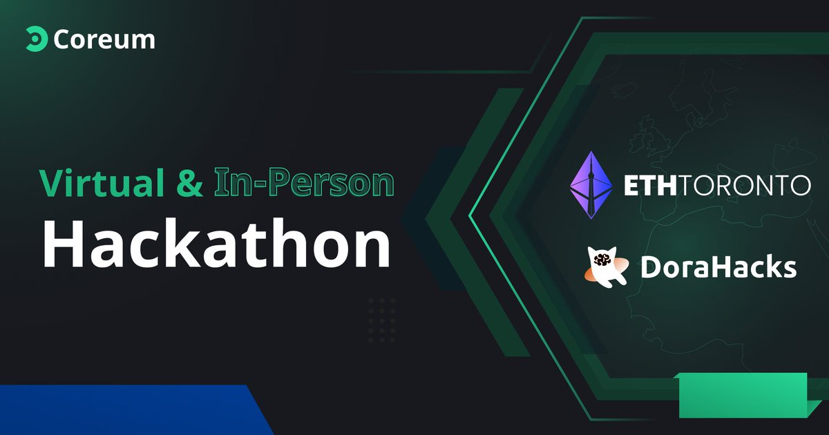 txDevHub's tweet photo. Coreum is offering one of the biggest prizes for the @ETH_Toronto Hackathon.

The challenge: Cross-chain Smart token Implementations #EVM #Cosmos

Register &amp; submit your hack before Aug 15th, and receive a free ticket to the IRL event.

🔗: https://t.co/acwQrxVgG1

#BuildOnCoreum https://t.co/cesvl3Hgtn